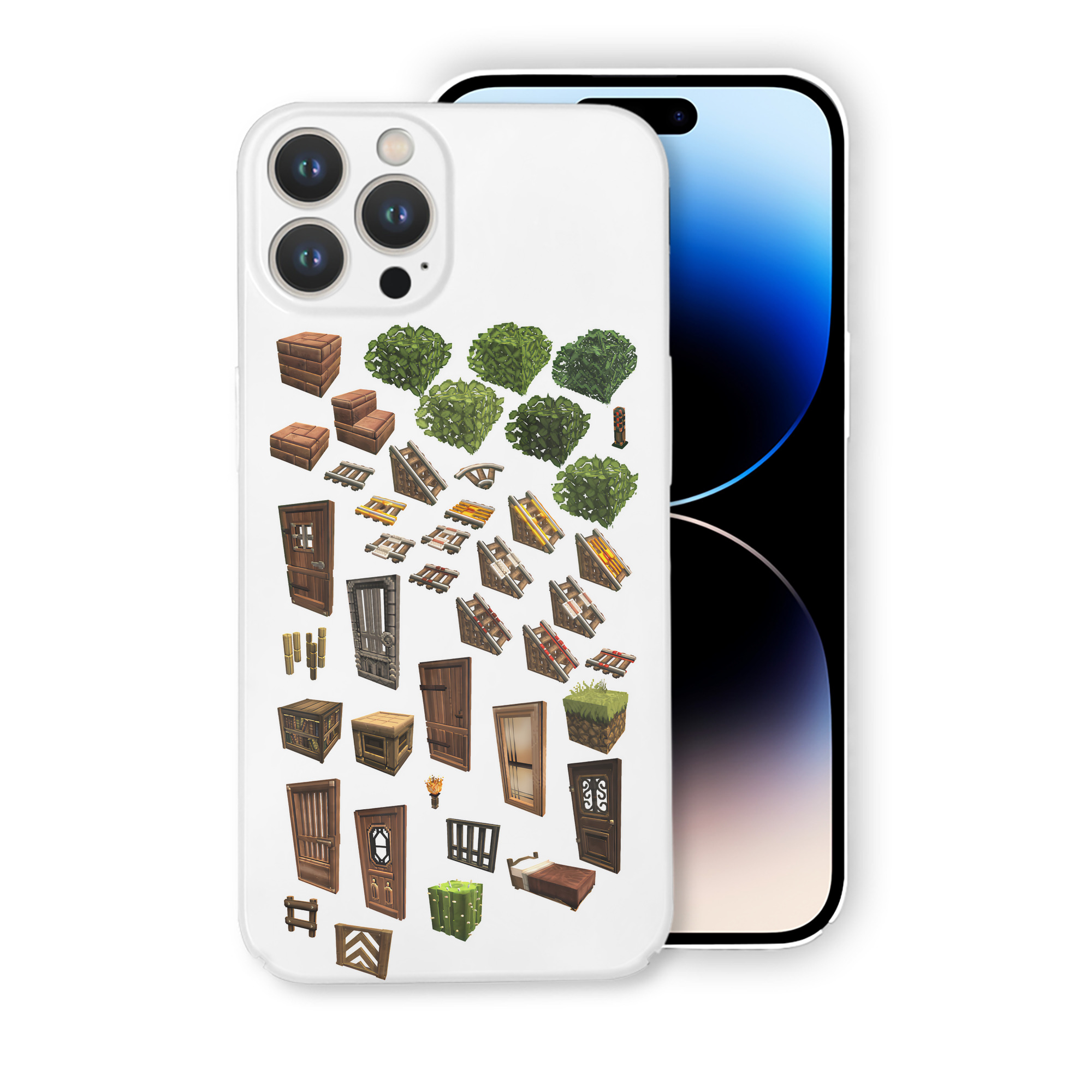 （画像用） マインクラフト ブロックの世界 Minecraft MC Block world 【iPhone 14シリーズ対応】ハードケース